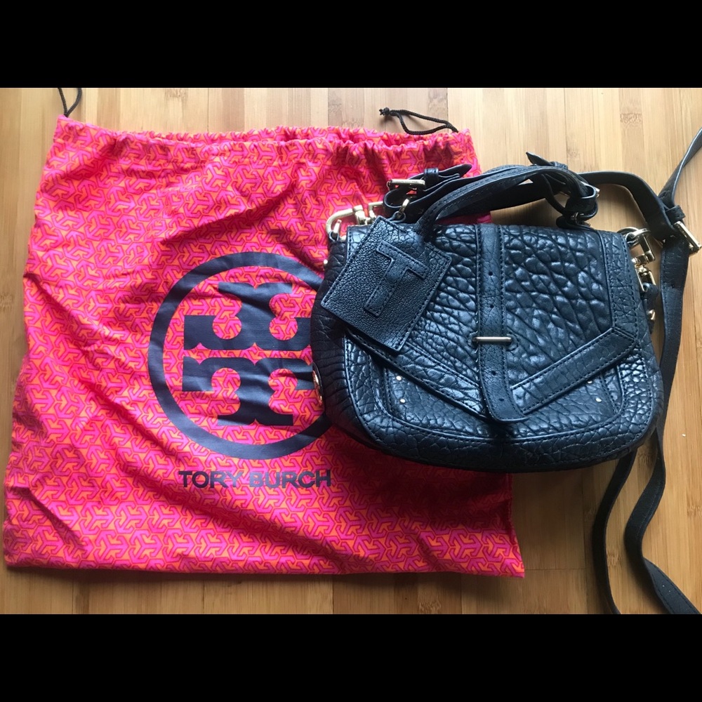 Black Tory Burch Leather Crossbody w Gold detail